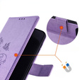 Etui z klapką do Motorola Moto E14, Butterflies, fioletowe