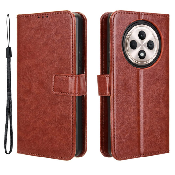 Etui z klapką do Oppo Reno 12FS / 12F, Crazy Horse Wallet, brązowe