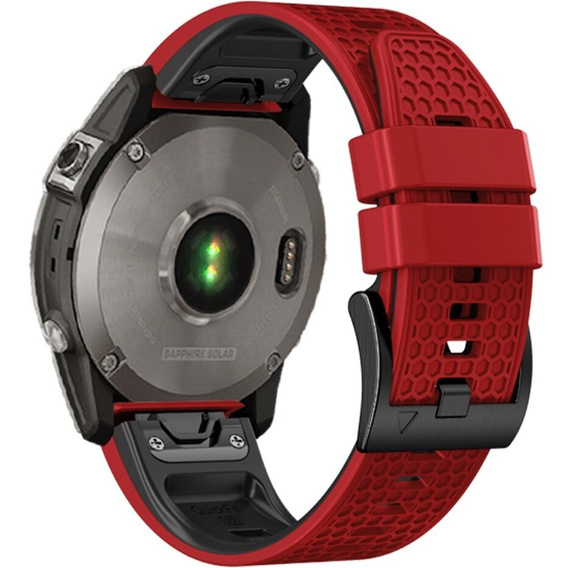 Pasek Silikonowy do Garmin Fenix 5X/6X/6X Pro/7X 26mm, Czerwony / Czarny