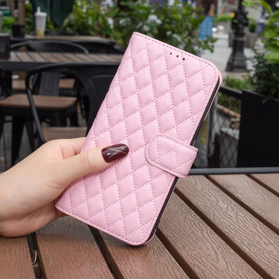 Etui z klapką do Samsung Galaxy A25 5G, BINFEN Wallet, różowe rose gold + szkło 9H