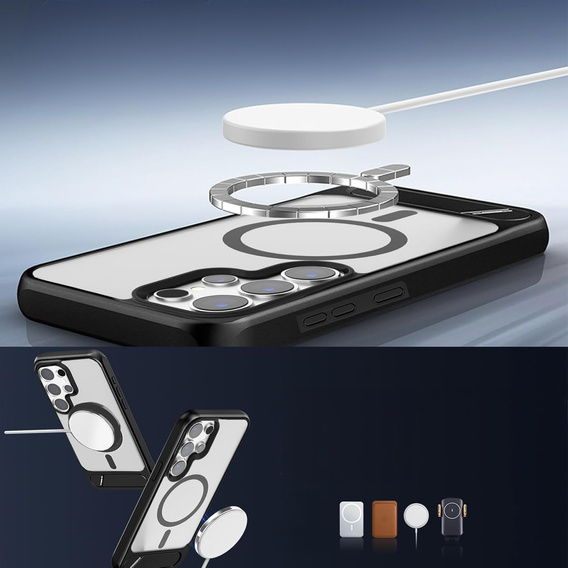 Etui do Samsung Galaxy S25 Ultra, Kickstand Matt Case, do MagSafe, czarne