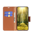 Etui z klapką do Samsung Galaxy A15, Wallet Litchi Leather, brązowe + szkło 9H