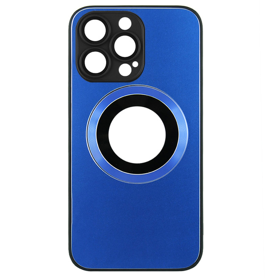 Zestaw Etui do Magsafe do iPhone 14 Pro, Hole for Apple Logo, niebieskie + Szkło