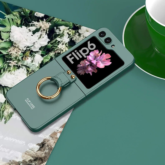 Etui GKK Ring Holder do Samsung Galaxy Z Flip7 FE / Z Flip6, zielone