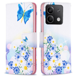 Etui z klapką do Xiaomi Redmi Note 13 5G, Wallet, Butterfly & Flowers białe