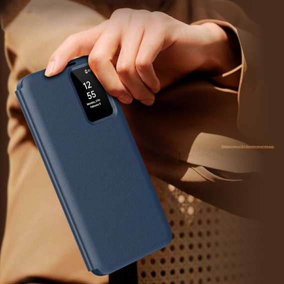 Etui do Samsung Galaxy S25 Edge – Smart View z kieszenią na kartę, niebieskie