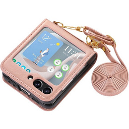 Etui Leather Card Slots do Samsung Galaxy Z Flip 5 5G, różowe