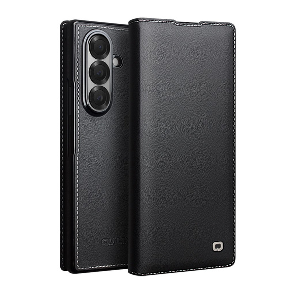 Skórzane etui Qialino do Samsung Galaxy Z Fold7, czarne
