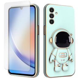 Zestaw Etui Electro do Samsung Galaxy A34 5G, Astronauta, Zielone + szkło