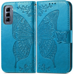 Etui z klapką do Infinix Hot 50 Pro 4G, Butterfly, niebieskie