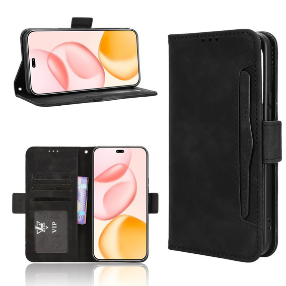 Etui z klapką do Honor 400 Pro 5G, Card Slot, czarne