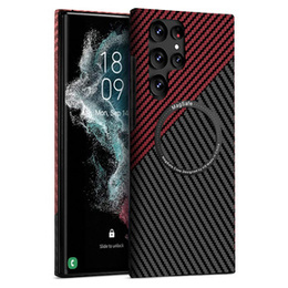 Etui do Samsung Galaxy S22 Ultra, Magsafe Slim Carbon, czarne / czerwone