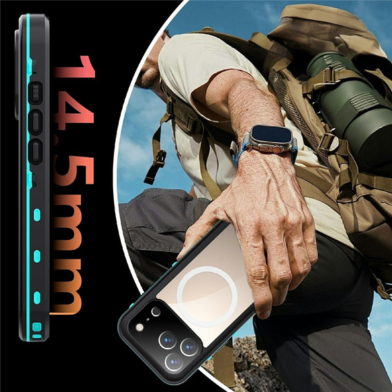 Etui Wodoodporne IP68 do iPhone 17 Pro, SHELLBOX MagSafe, niebieskie