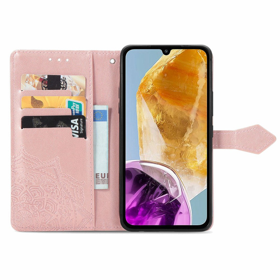 Etui z klapką do Samsung Galaxy M15 5G, Mandala, różowe