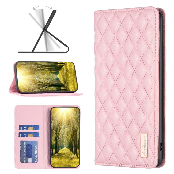 Etui z klapką do Xiaomi Redmi Note 13 5G, Wallet, BINFEN COLOR, różowe