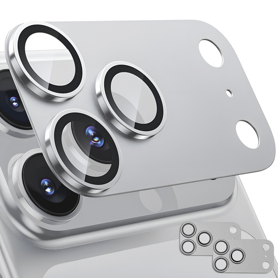2x Szkło hartowane ERBORD na wyspę aparatów do iPhone 17 Pro Max, srebrne