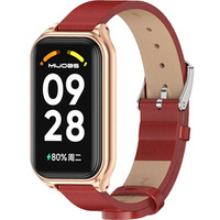 Pasek Skórzany do Xiaomi Redmi Smart Band 2 / Xiaomi Smart Mi Band 8 Active, Czerwony