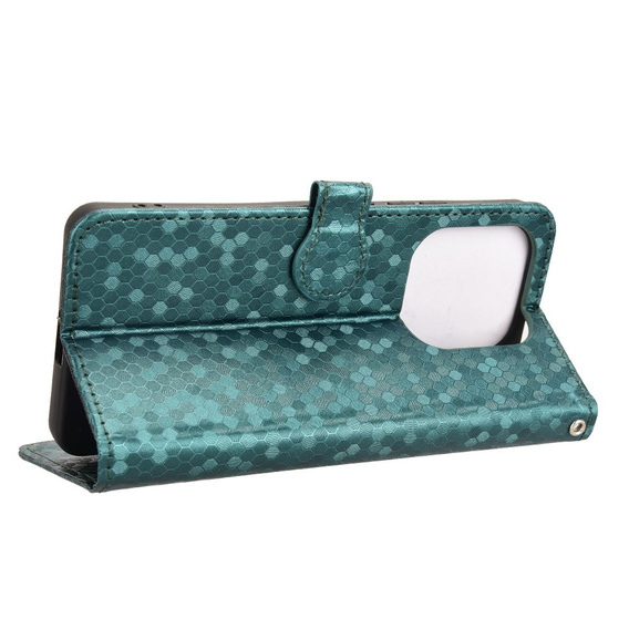 Etui z klapką do Xiaomi Redmi Note 14 4G, Wallet Rhombus, zielone