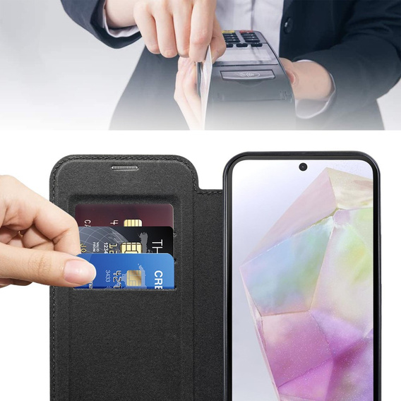 Etui z klapką do Samsung Galaxy A36 5G, RFID Wallet MagSafe z ochroną aparatu, czarne
