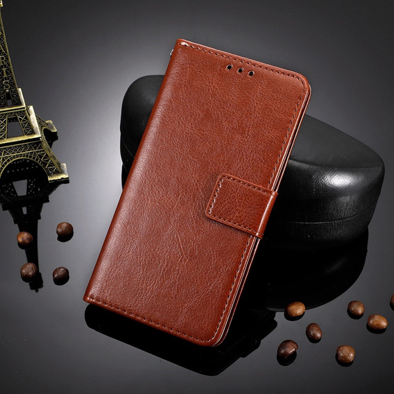 Etui z klapką do Motorola Moto G62 5G, Crazy Horse Wallet, brązowe