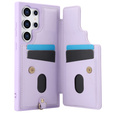Etui do Samsung Galaxy S25 Ultra, Leather Flower Card Slot, fioletowe