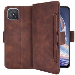 Etui z klapką do Oppo Reno 4 Z 5G, Card Slot, brązowe