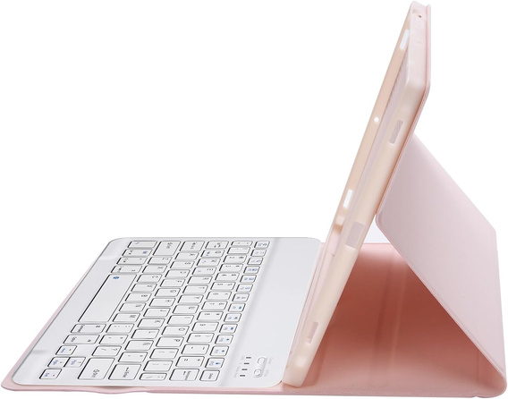 Etui z podświetlaną klawiaturą bluetooth do iPad 11" 2025 A16 (11 gen.) / iPad 10.9" 2022 (10 gen.), różowe
