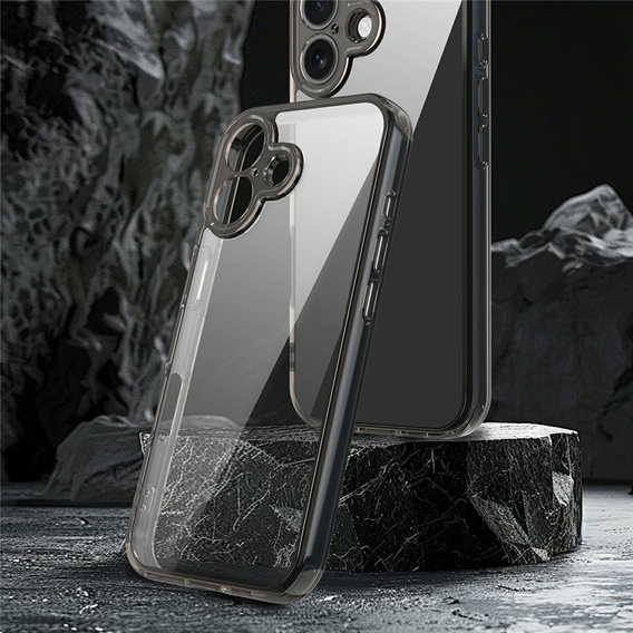 Etui do iPhone 17, z ochroną aparatu, przezroczyste z czarną ramką