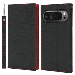 Etui z klapką do Google Pixel 10 / 10 Pro, Litchi Skin Grain, czarne