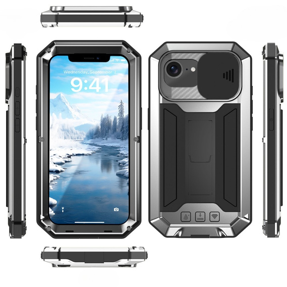 Etui pancerne do iPhone 16E, R-JUST, srebrne