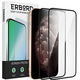 2x Szkło Hartowane do iPhone 12/12 Pro, ERBORD 3D pełne, szybka na cały ekran