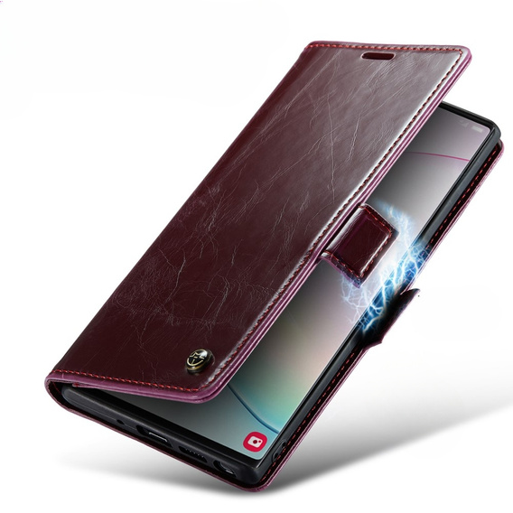 Etui z klapką CASEME do Samsung Galaxy Note 10 Plus, Waxy Textured, czerwone