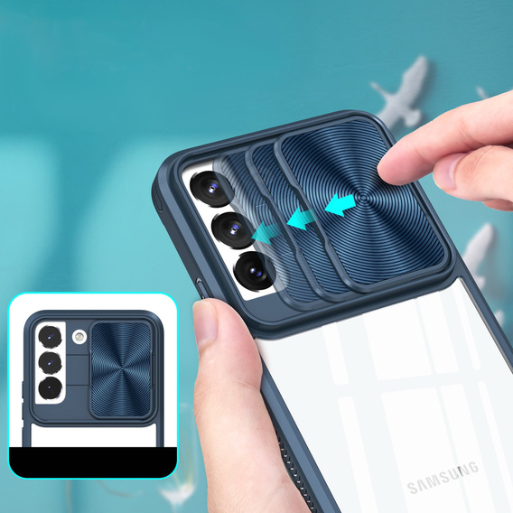 Etui do Samsung Galaxy A14 4G/5G, Slide Camera, niebieskie