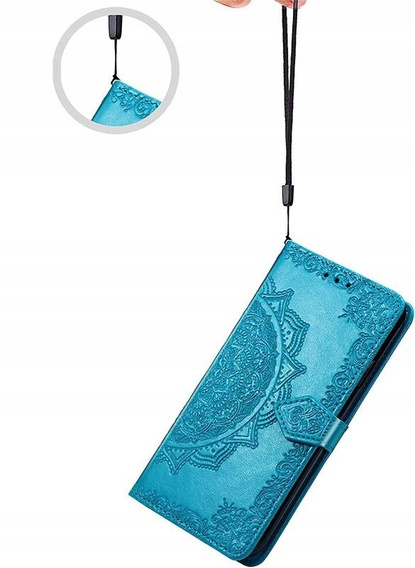 Etui z klapką do Samsung Galaxy M52 5G, Mandala, niebieskie