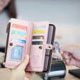Etui CASEME do Samsung Galaxy A56 5G, RFID Leather Wallet, z paskiem na ramię, różowe
