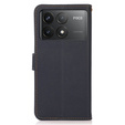 Skórzane Etui KHAZNEH RFID do Xiaomi Poco F6 Pro, Litchi Texture, niebieskie