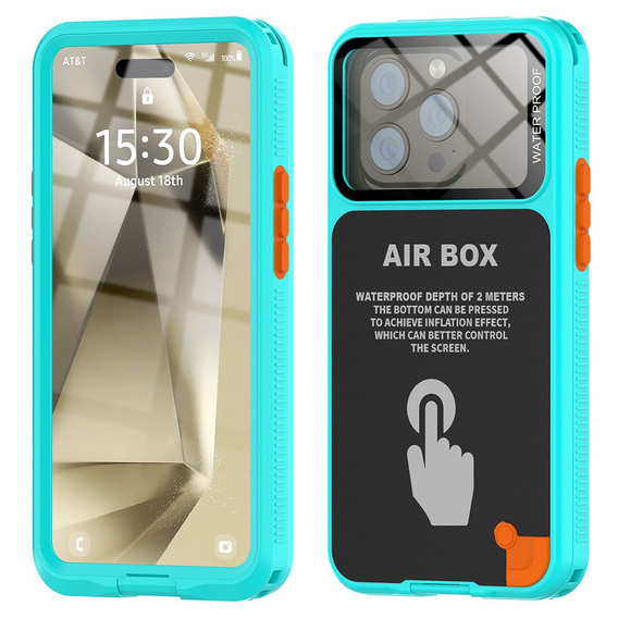 Etui Wodoodporne IP68 do iPhone 15 Pro, SHELLBOX Air Box, niebieskie