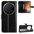 Etui z klapką do Honor Magic 8 Pro, Crazy Horse Wallet, czarne