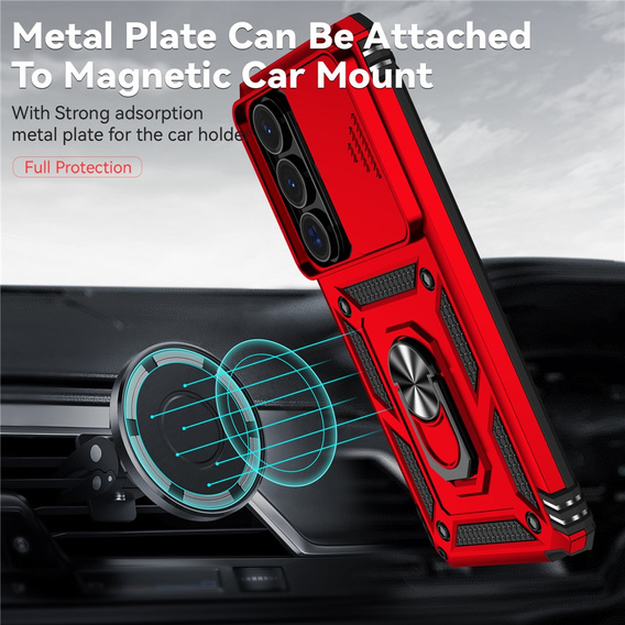 Etui pancerne do Samsung Galaxy S26 Ultra, CamShield Slide, czerwone