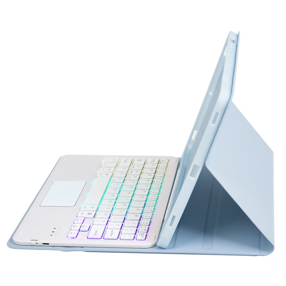 Etui z podświetlaną klawiaturą bluetooth touchpad do Samsung Galaxy Tab S10 Lite / S10 FE / S9 FE, jasnoniebieskie
