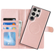 Etui z klapką do Samsung Galaxy S23 Ultra, Wallet, do MagSafe, różowe rose gold