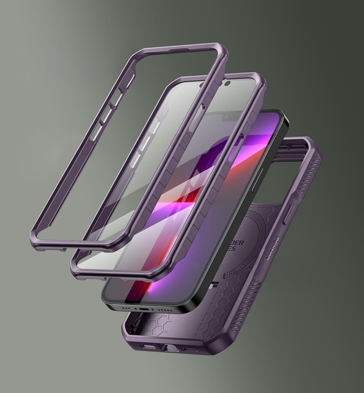 Etui Dexnor do iPhone 13 Pro – magnetyczne, z przesuwaną osłoną aparatu - fioletowe