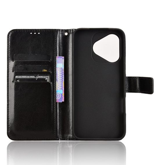 Etui z klapką do Honor 400 Lite, Crazy Horse Wallet, czarne