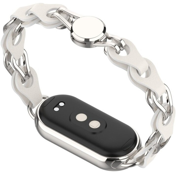 Kobieca bransoleta do Xiaomi Smart Band 10 / 9 / 8, biała / srebrna