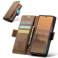 Etui z klapką CASEME do Samsung Galaxy Z Fold7 5G Litchi Wallet – brązowe