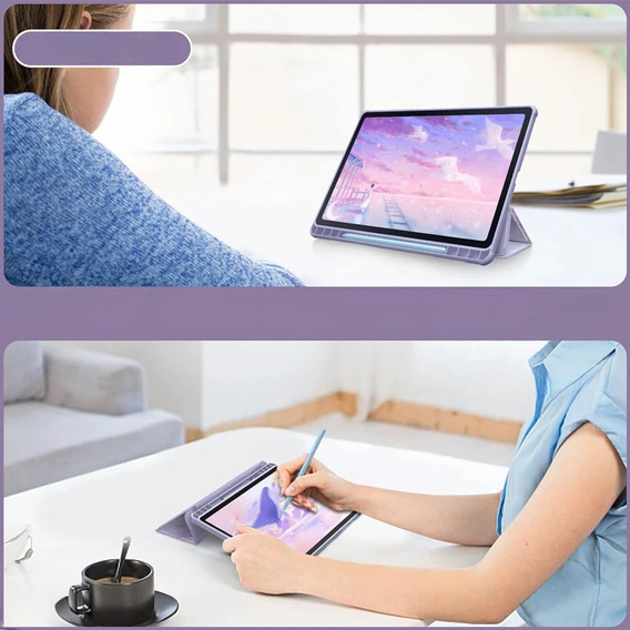 Stylowe etui do Samsung Galaxy Tab S6 Lite 10.4" 2020/2022/2024 – Smartcase Hybrid Marble fioletowe