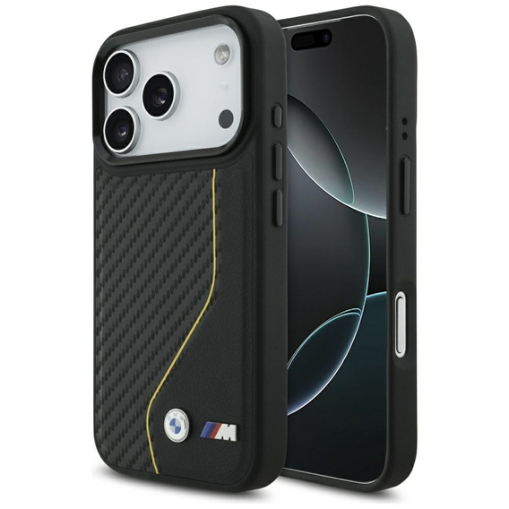 Oryginalne Etui BMW M Carbon Line & Logo MagSafe do iPhone 17 Pro – czarne / żółte