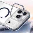 Etui do iPhone 17 Pro Max, do MagSafe, z podstawką, przezroczyste z granatowymi akcentami
