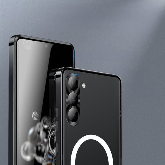 Etui z ochroną aparatu do Samsung Galaxy S23 Plus, CamShield MagSafe, przezroczyste / czarne