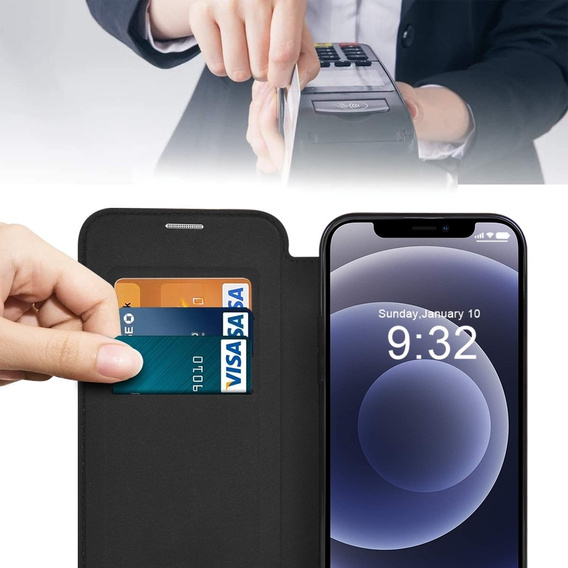 Etui z klapką do iPhone 12, RFID Wallet MagSafe z ochroną aparatu, czarne